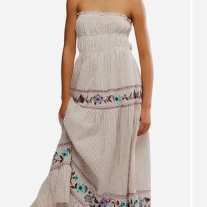 Free People Striped Maxi Skirt in Cream and Purple